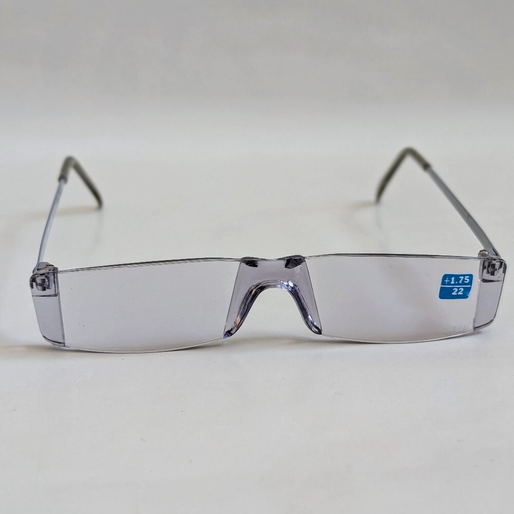 NWT Vintage 90's Small Rectangle Rimless Half Frame Reading Glasses (Gray)